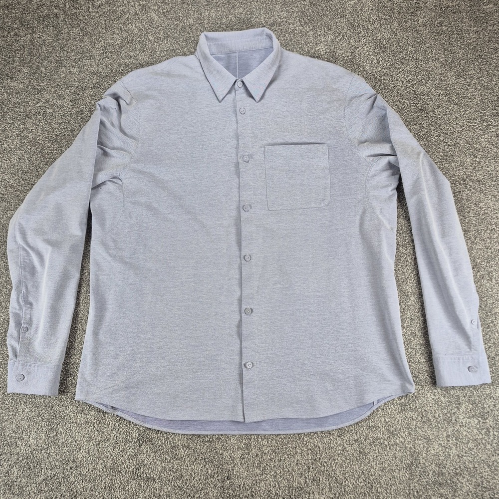 Lululemon Commission Shirt Men's XL Blue Long Sleeve Button Down Pocket